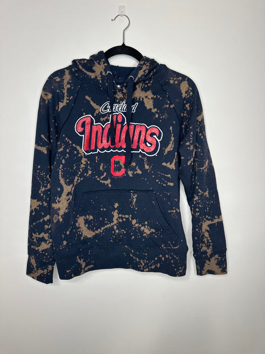 Medium CLE Baseball Hoodie, Upcycled & Bleached