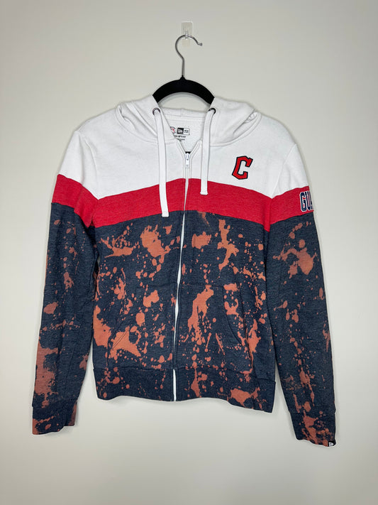 Medium CLE Baseball Zip-Up, Upcycled & Bleached