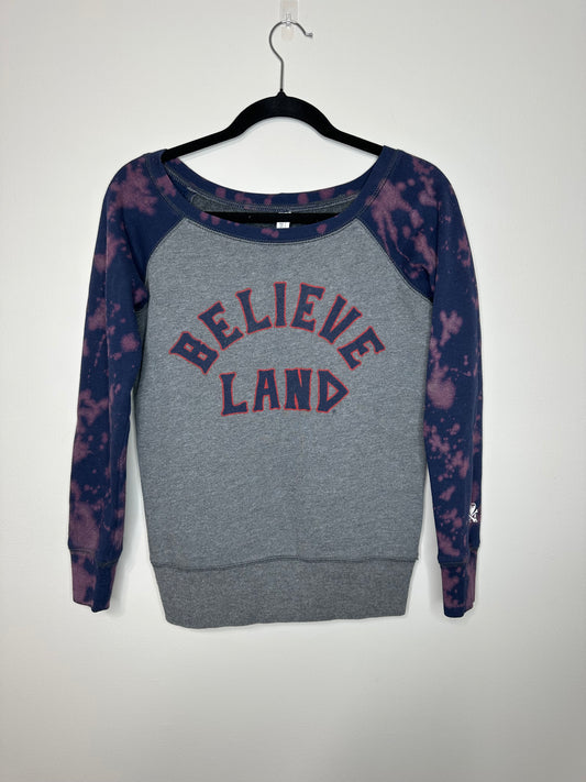 Small Believeland Crewneck, Upcycled & Bleached