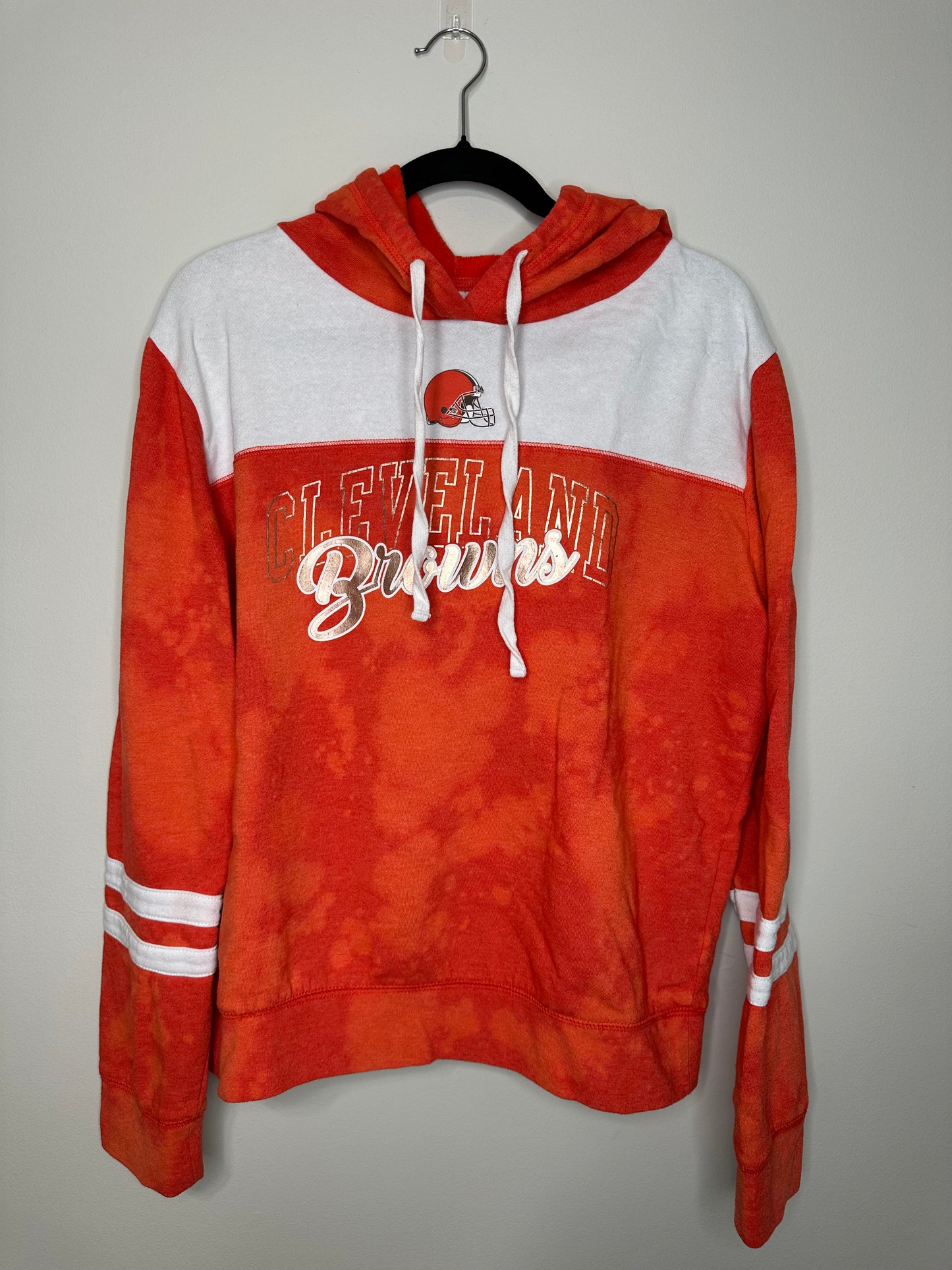 X-Large CLE Football Hoodie, Upcycled & Bleached