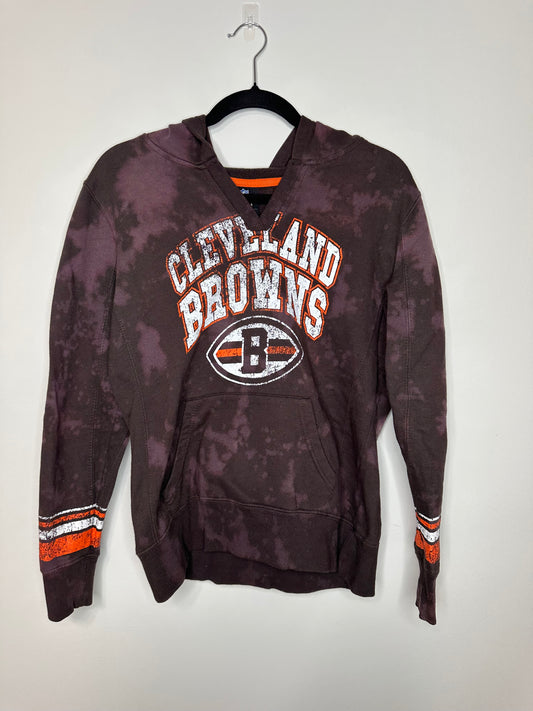 Small CLE Football Hoodie, Upcycled & Bleached