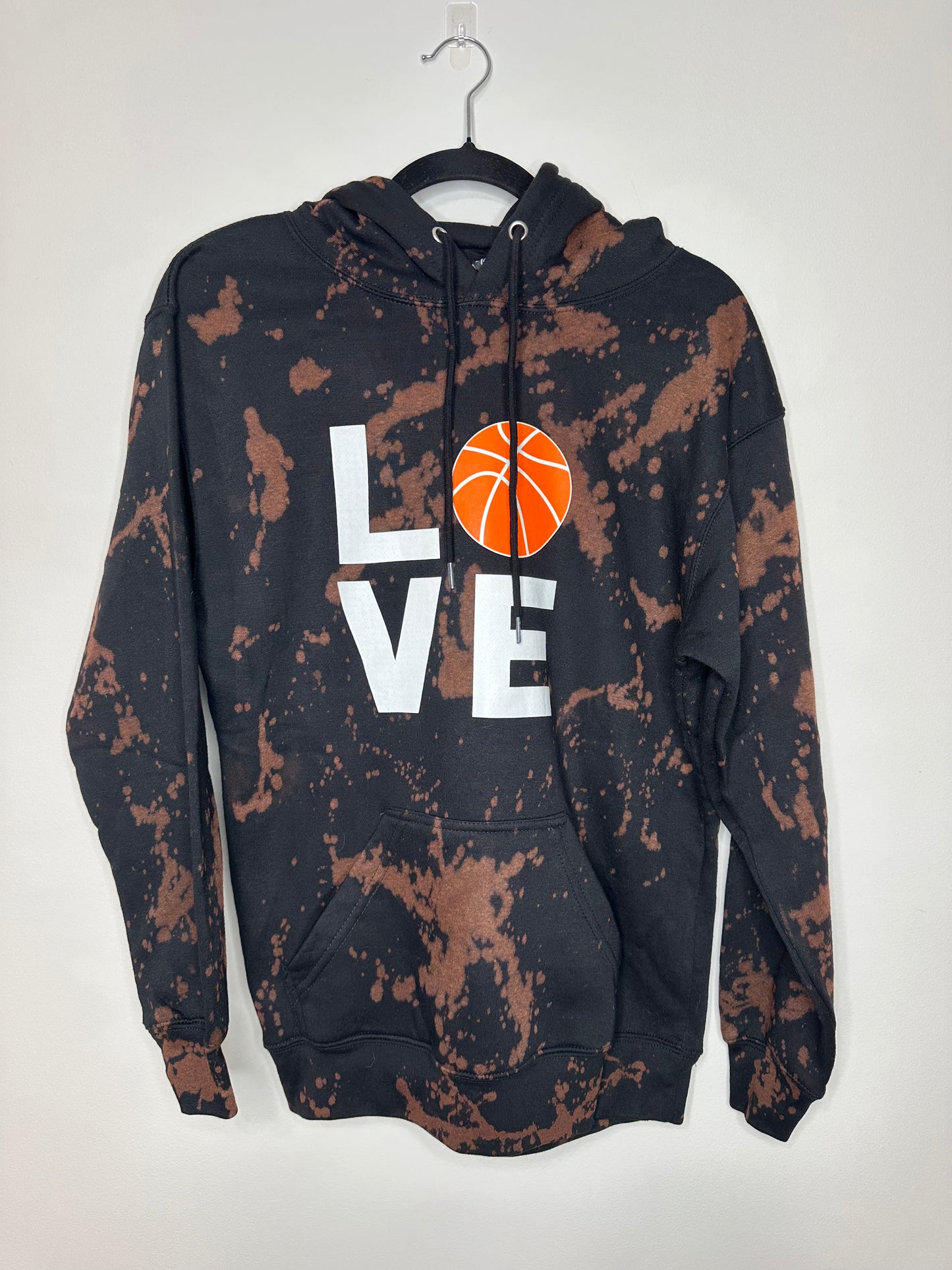 Medium Love Basketball Hoodie, Upcycled, Bleached