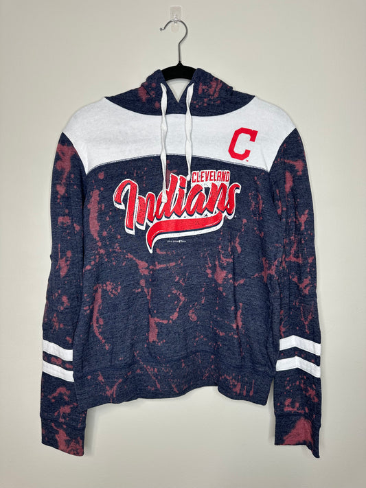 Medium CLE Baseball Hoodie, Upcycled, Bleached