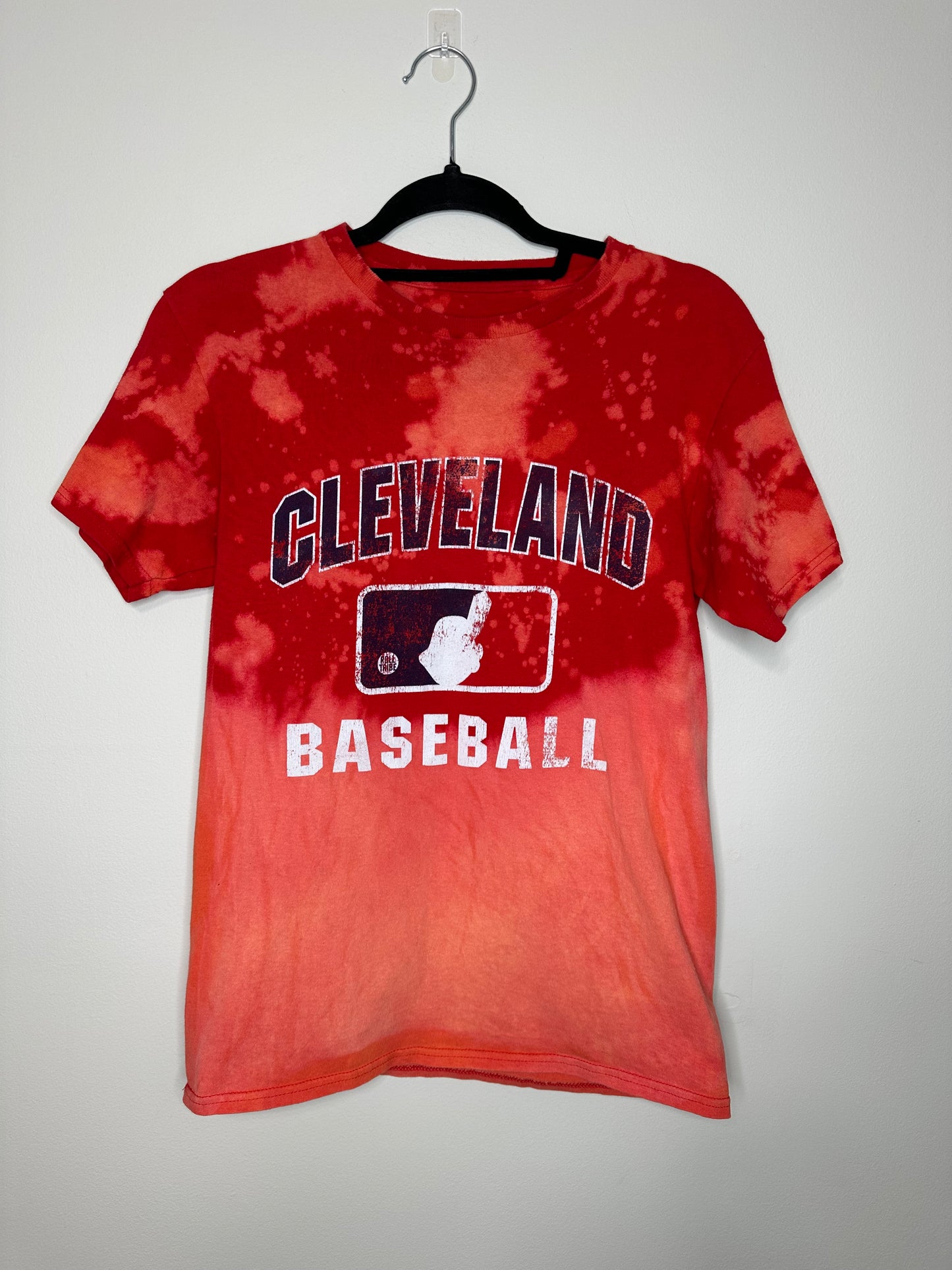 Small, CLE Baseball, Upcycled, Bleached T-shirt