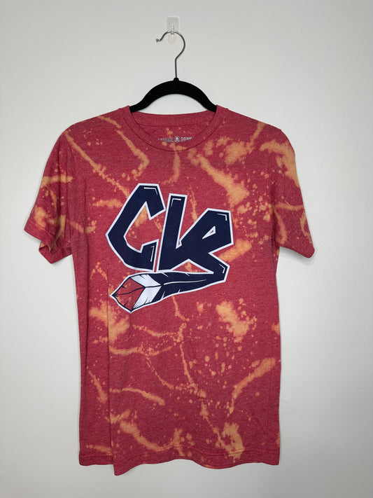 Small, CLE Baseball, Upcycled, Bleached T-Shirt