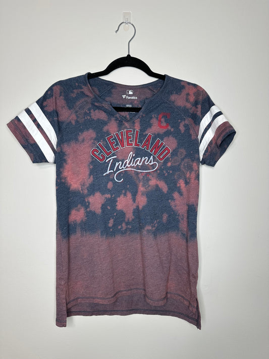 Small CLE Baseball, Upcycled, Bleached T-shirt