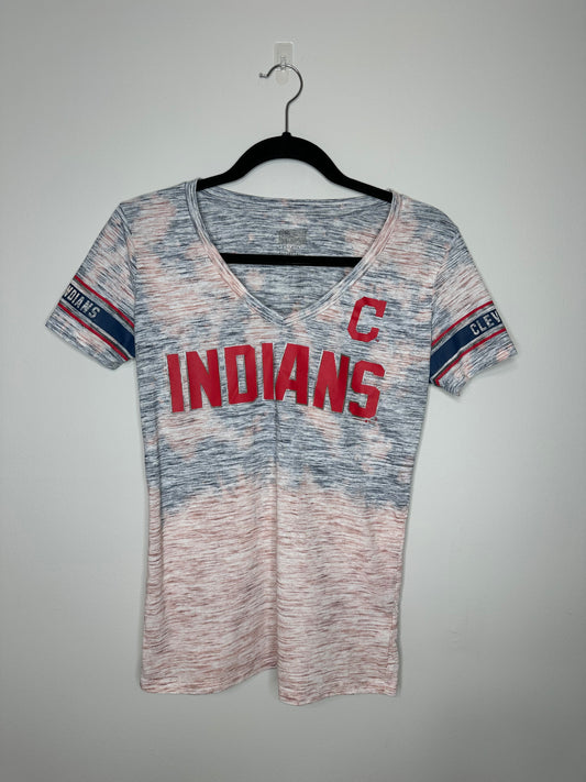 Small CLE Baseball, Upcycled, Bleached T-Shirt