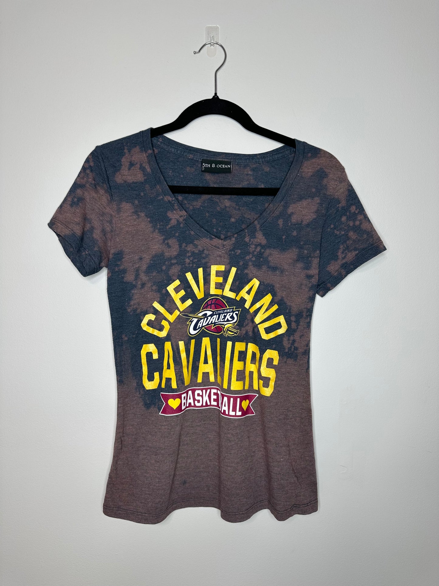 Small CLE Basketball, Upcycled, Bleached T-Shirt