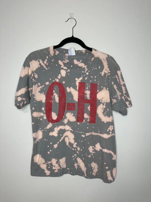 Small O-H-I-O, Upcycled, Bleached T-Shirt