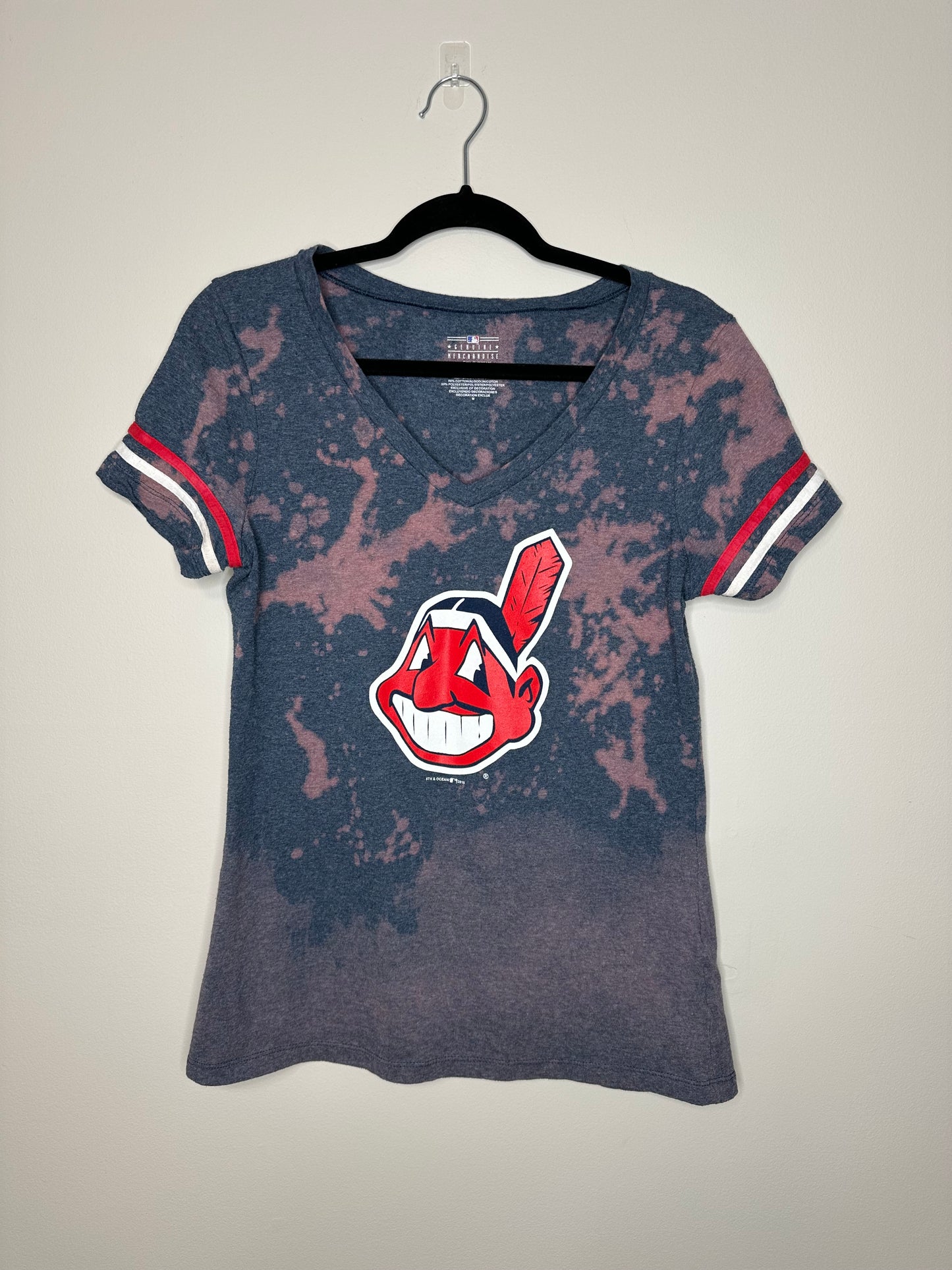 Medium CLE Baseball, Upcycled, Bleached T-Shirt