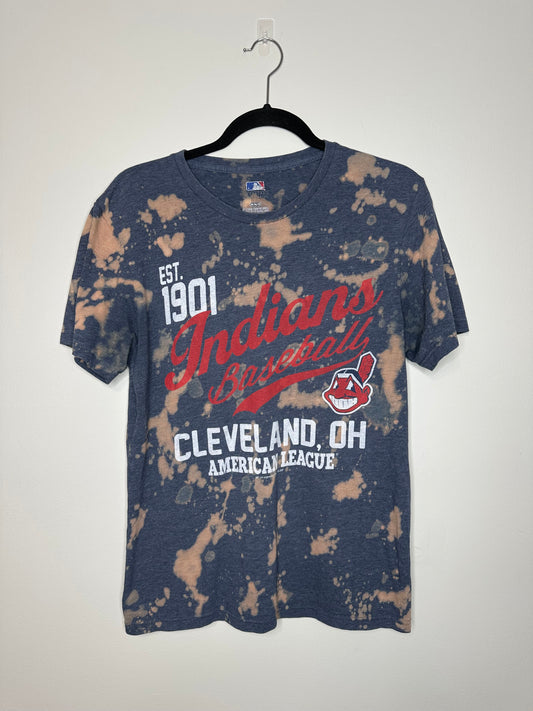 Medium CLE Baseball, Upcycled, Bleached T-Shirt