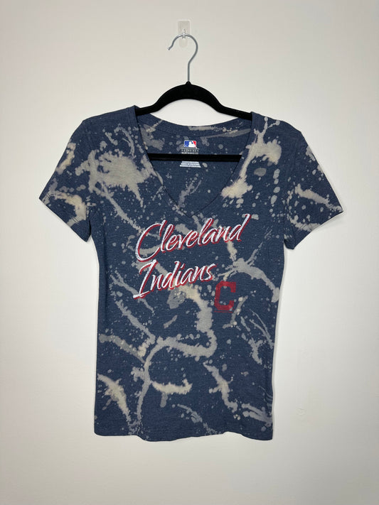 Medium CLE Baseball, Upcycled, Bleached T-Shirt