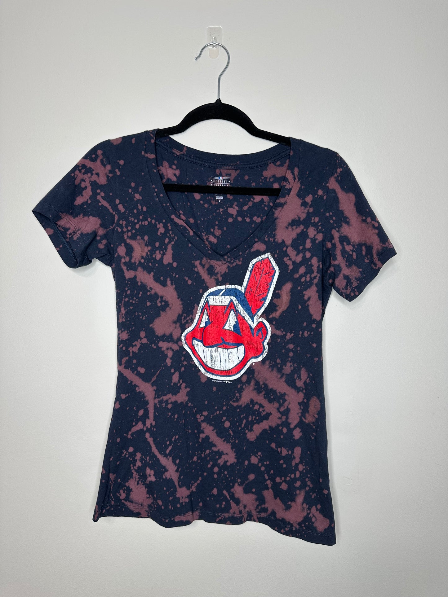 Medium CLE Baseball, Upcycled, Bleached T-Shirt