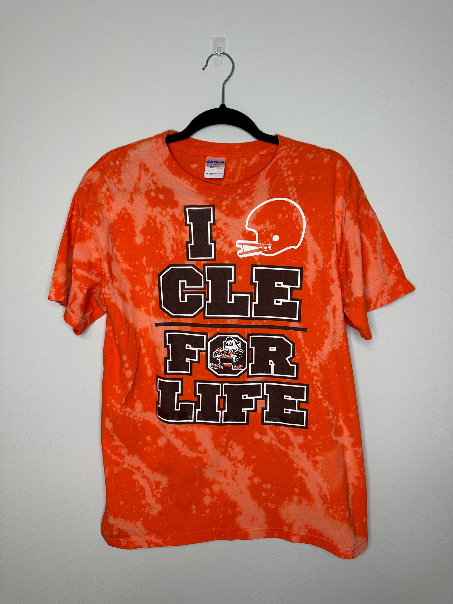 Medium CLE Football, Upcycled, Bleached T-Shirt