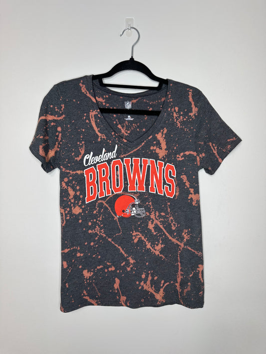 Medium CLE Football, Upcycled, Bleached T-Shirt