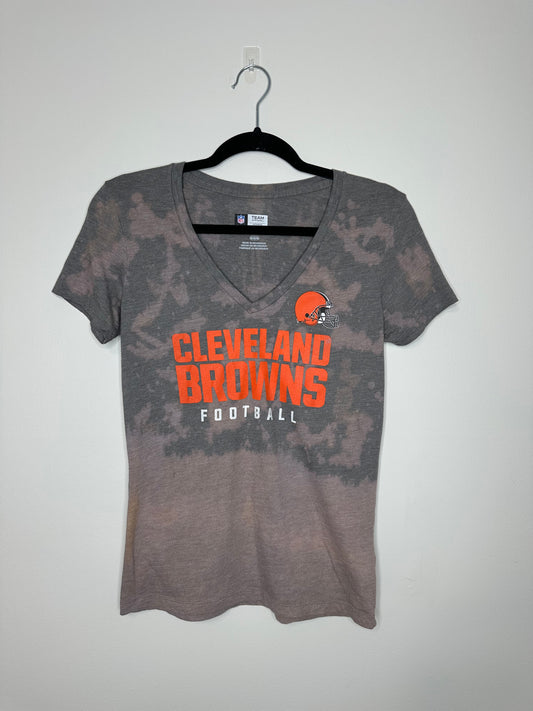 Medium CLE Football, Upcycled, Bleached T-Shirt