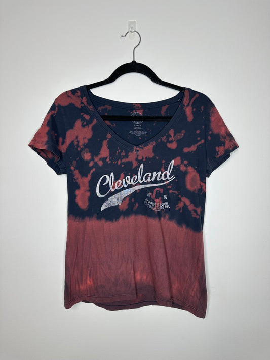 Large CLE Baseball, Upcycled, Bleached T-Shirt