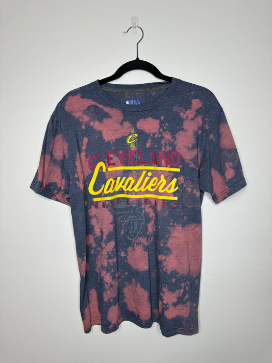 Large CLE Basketball, Upcycled, Bleached T-Shirt