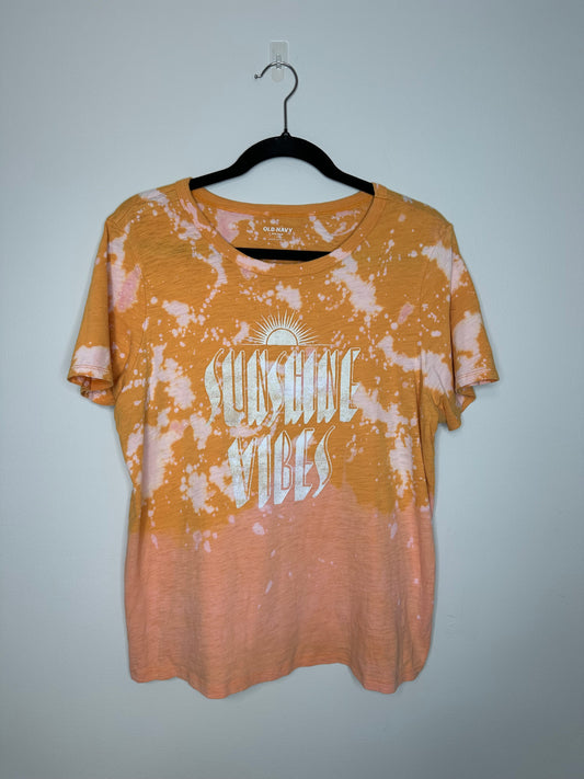 Large Sunshine Vibes, Upcycled, Bleached T-Shirt