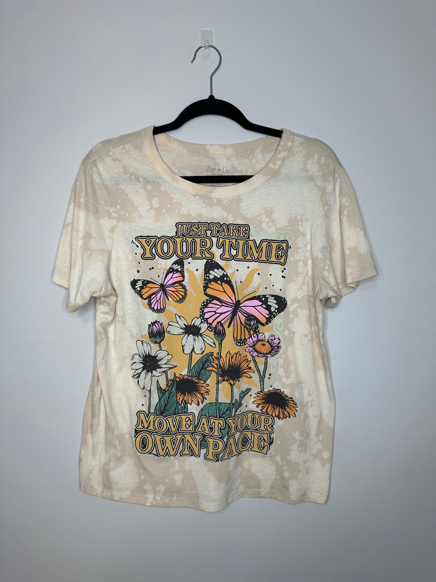 Large Butterfly, Upcycled, Bleached T-Shirt