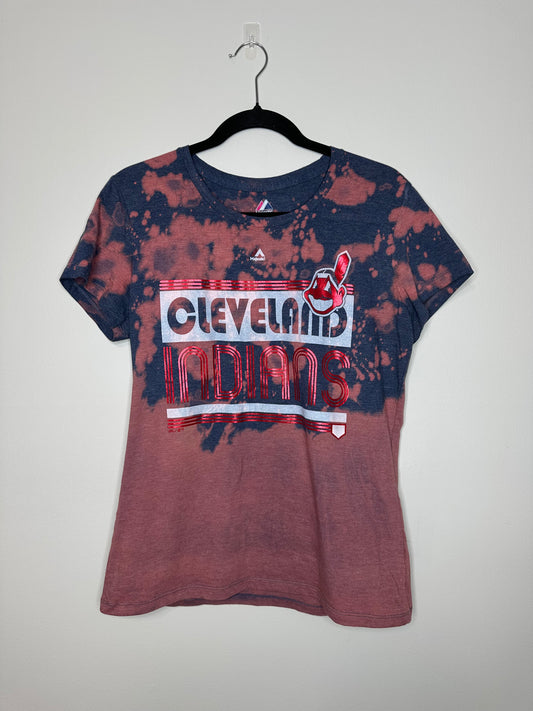 X-Large CLE Baseball, Upcycled, Bleached T-Shirt