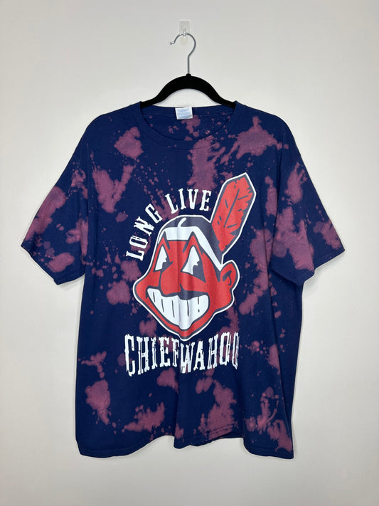 X-Large CLE Baseball, Upcycled, Bleached T-Shirt