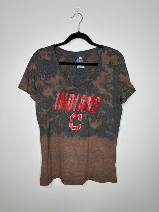 X-Large CLE Baseball, Upcycled, Bleached T-shirt