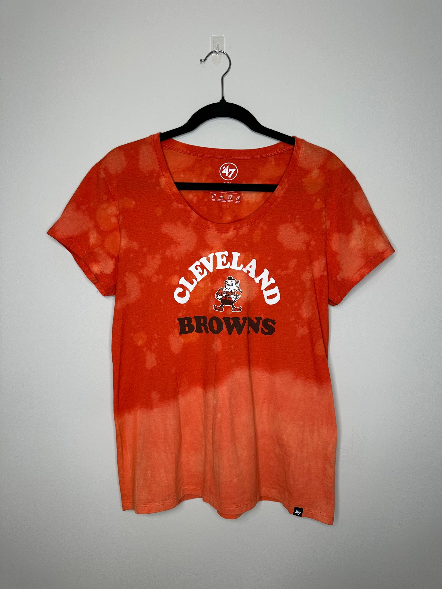 X-Large CLE Football, Upcycled, Bleached T-Shirt