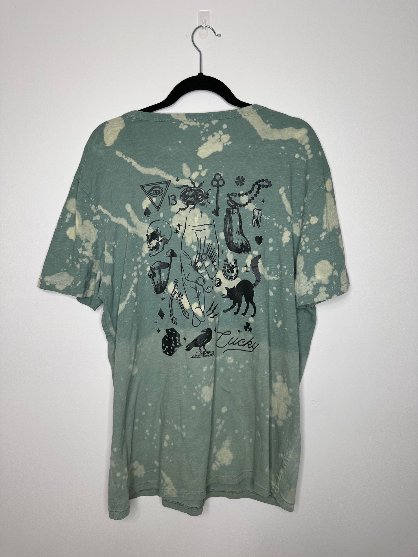 X-Large Lucky, Upcycled, Bleached T-Shirt