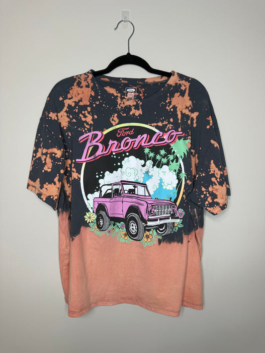 X-Large Bronco, Upcycled, Bleached T-Shirt