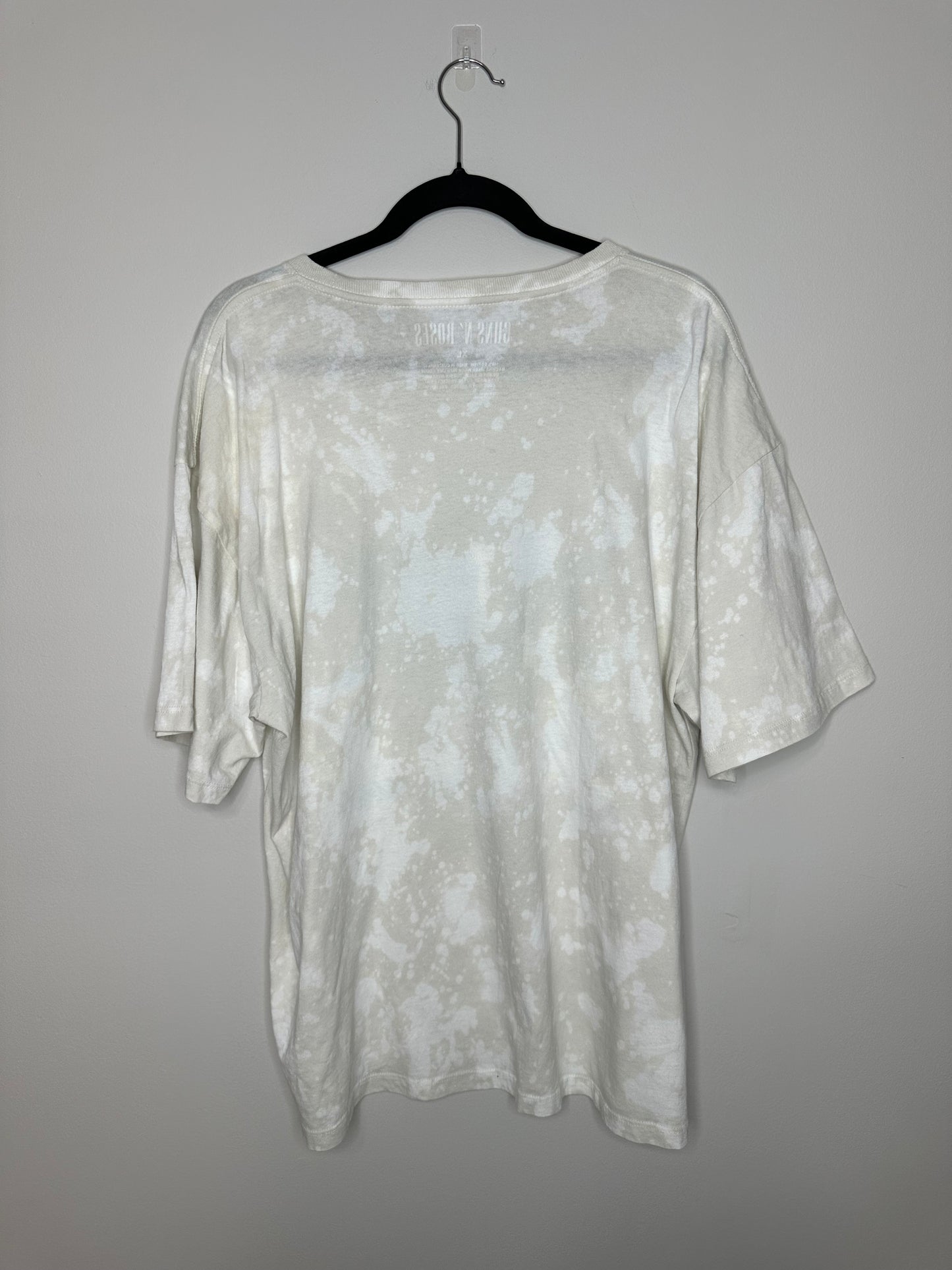 X-Large Guns & Roses, Upcycled, Bleached T-Shirt