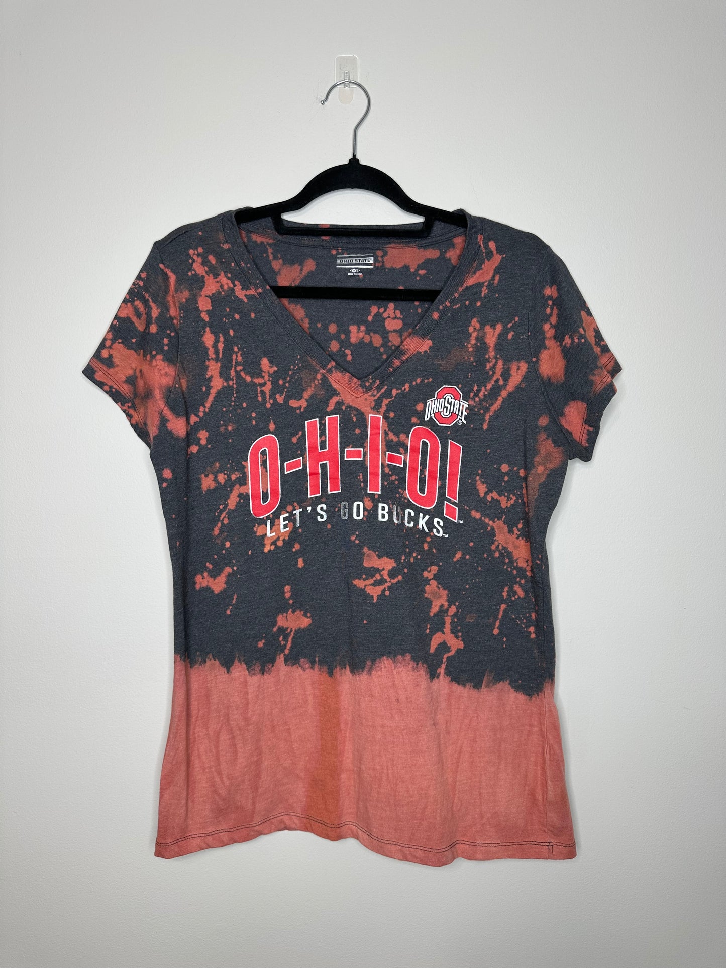 2XL, O-H-I-O, Upcycled, Bleached T-Shirt