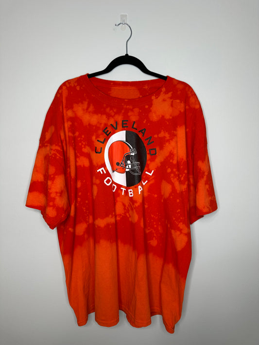 2XL+ CLE Football, Upcycled, Bleached T-Shirt