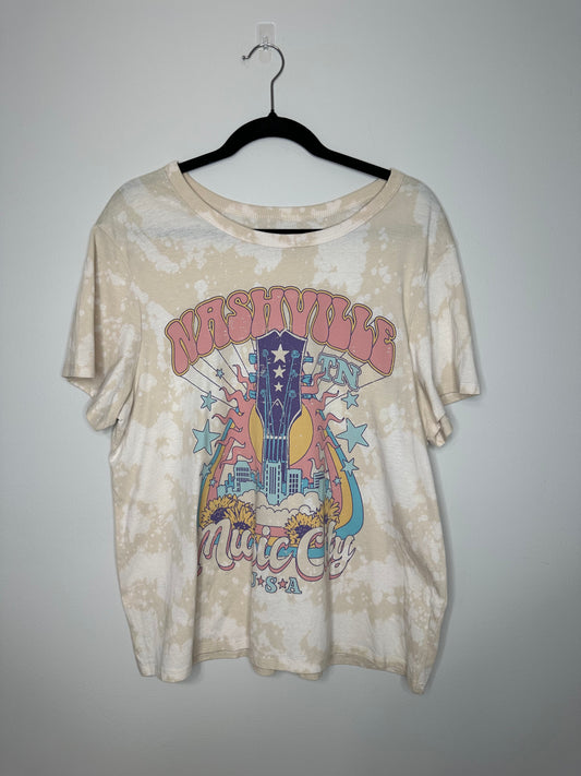 2XL Nashville, Upcycled, Bleached T-Shirt