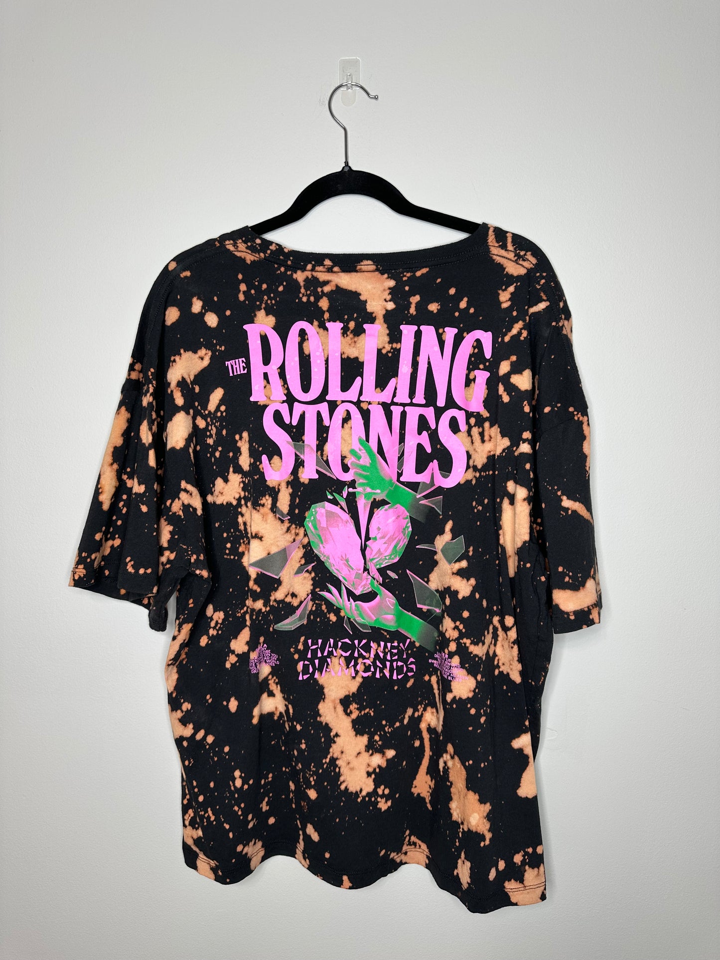 2XL Rolling Stones, Upcycled, Bleached T-Shirt