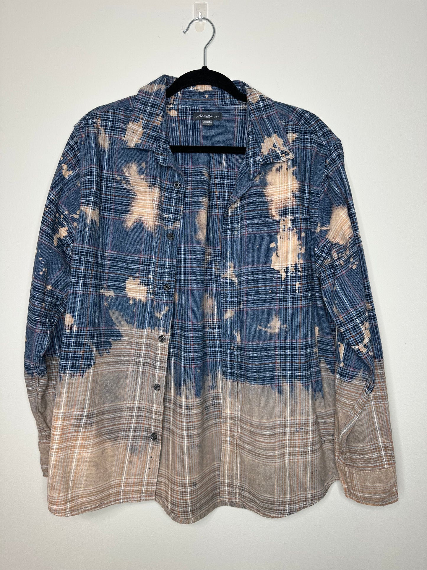 Large, Upcycled, Bleached Flannel