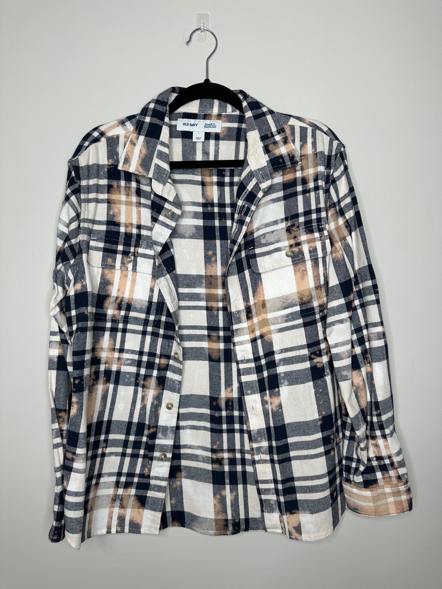 Large, Upcycled, Bleached Flannel