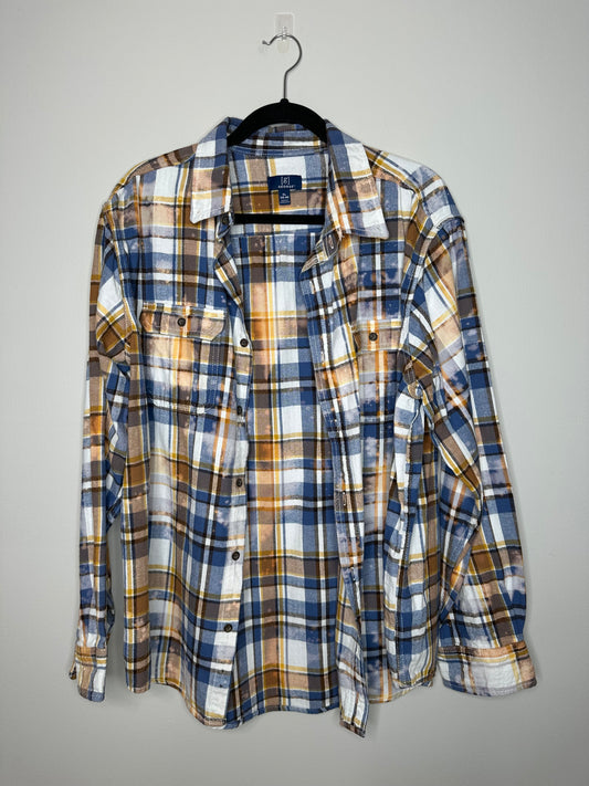 X-Large, Upcycled, Bleached Flannel