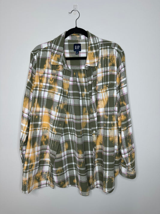 X-Large, Upcycled, Bleached Flannel