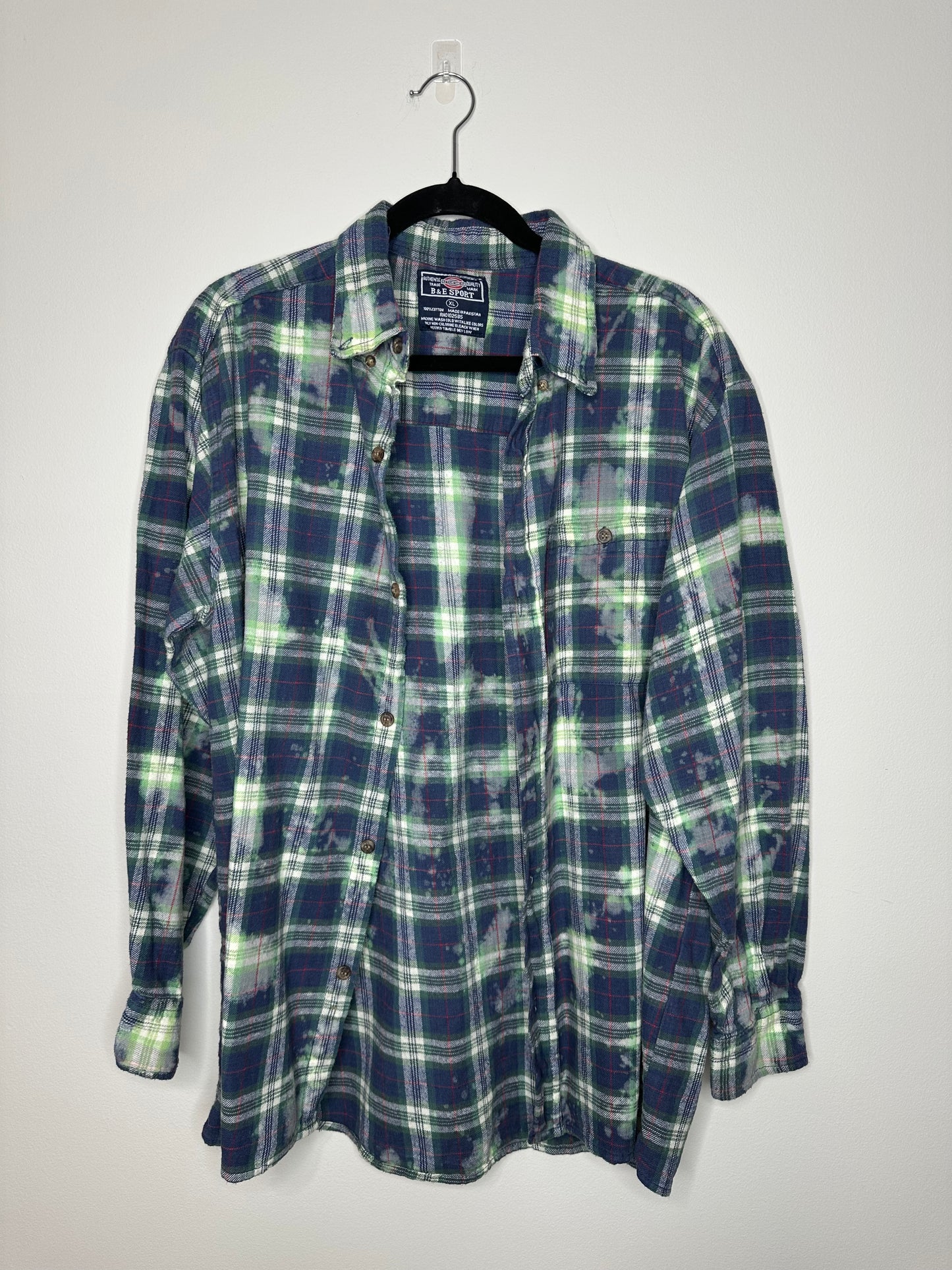 X-Large, Upcycled, Bleached Flannel