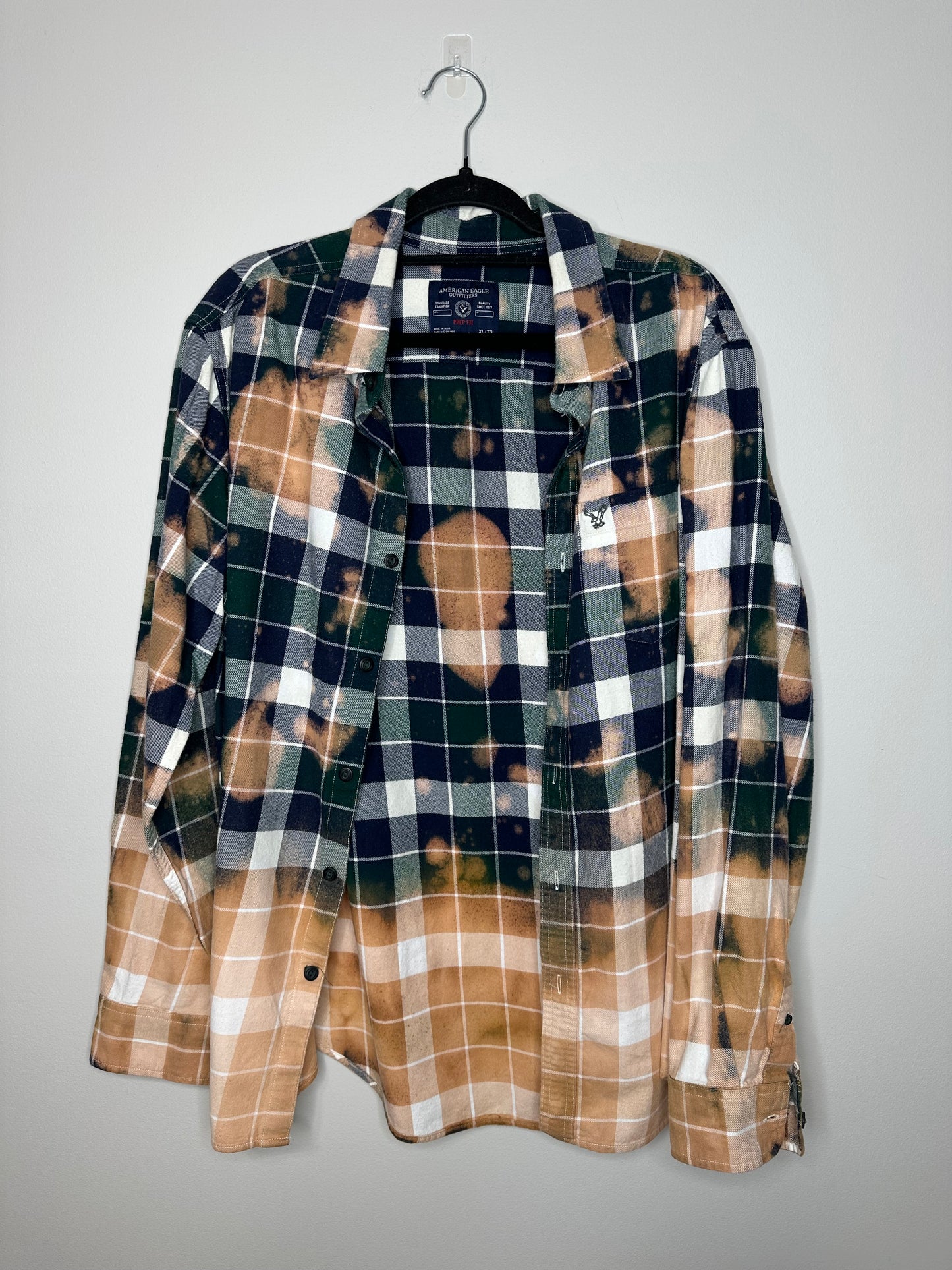 X-Large, Upcycled, Bleached Flannel